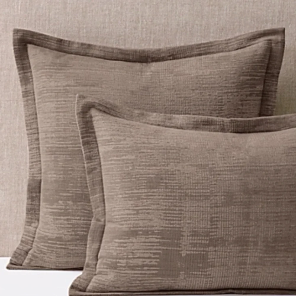 2 Restoration Hardware BRUSHSTROKE JACQUARD COTTON WOOL Euro Shams Mochaccino